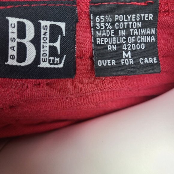 BE Basic Editions Top Womens Size M Medium Solid All Red Textured Short Sleeve - Picture 5 of 6